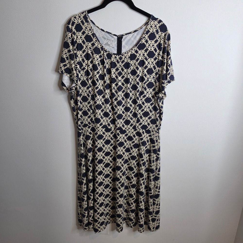 Talbots Nautical Chain Link Print Fit & Flare Dress Women XL